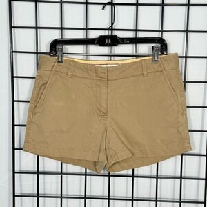 J.Crew Weathered Chino Twill Shorts Womens 8 Beige 3"‎ Stretch Flat Front Casual